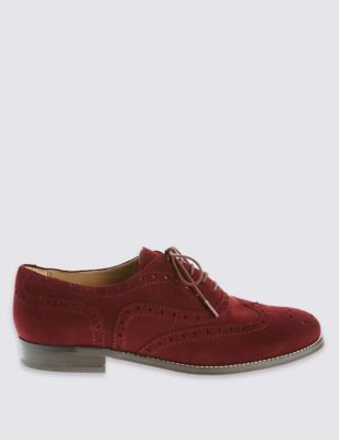 Suede Lace Up Brogue Shoes with Stain Resistance